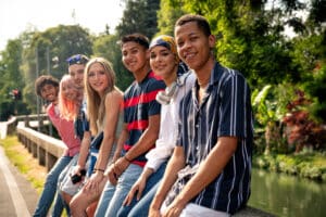 group of multiethnic teenagers spending time outdo 2024 03 08 18 30 05 utc