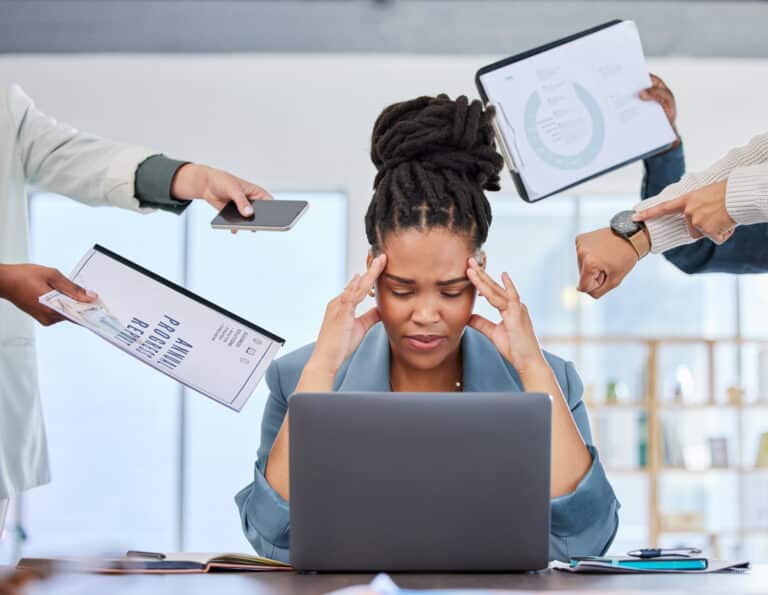 headache stress or black woman multitasking docum 2023 11 27 05 17 41 utc