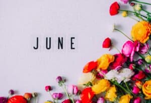 June text with flowers